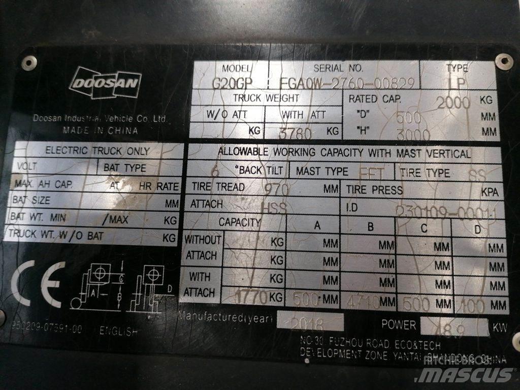 Doosan G20GP 液化石油氣LPG卡車