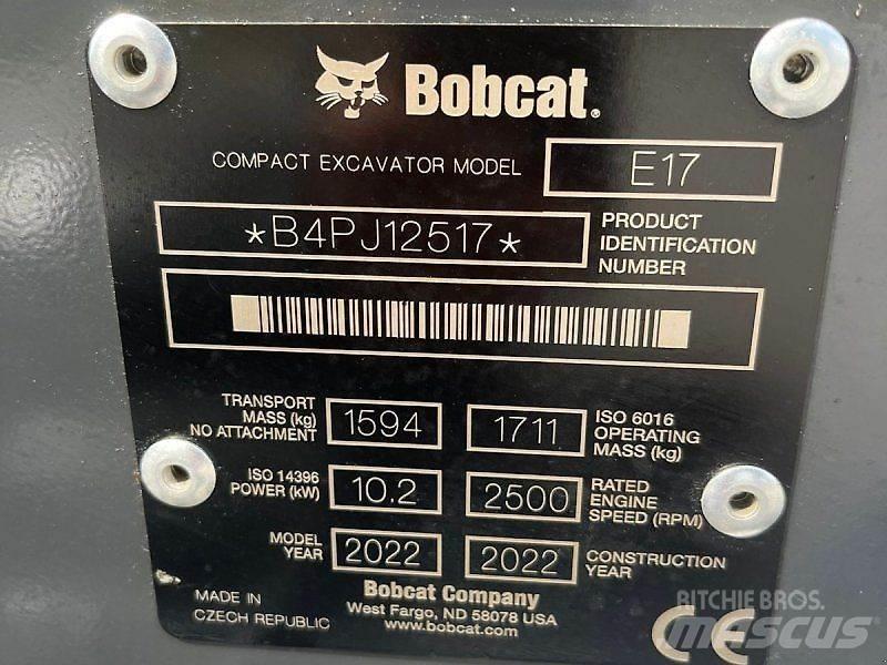 Bobcat E17 小型挖土機/掘鑿機<7t(小型挖掘機)