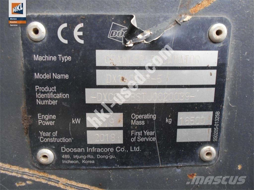 Doosan DX 140 LCR-5 履帶式 挖土機/掘鑿機/挖掘機