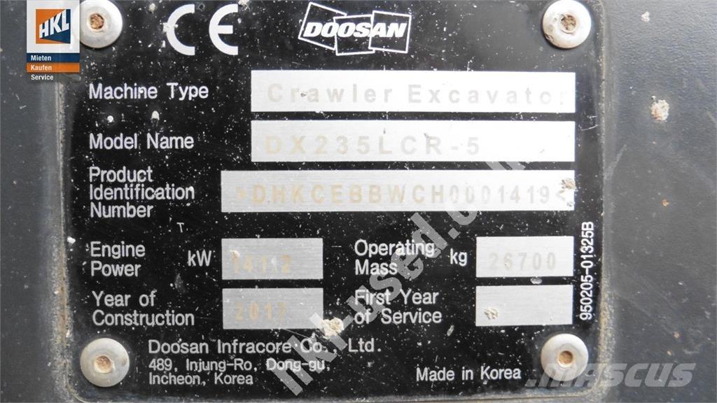 Doosan DX 235 LCR-5 履帶式 挖土機/掘鑿機/挖掘機