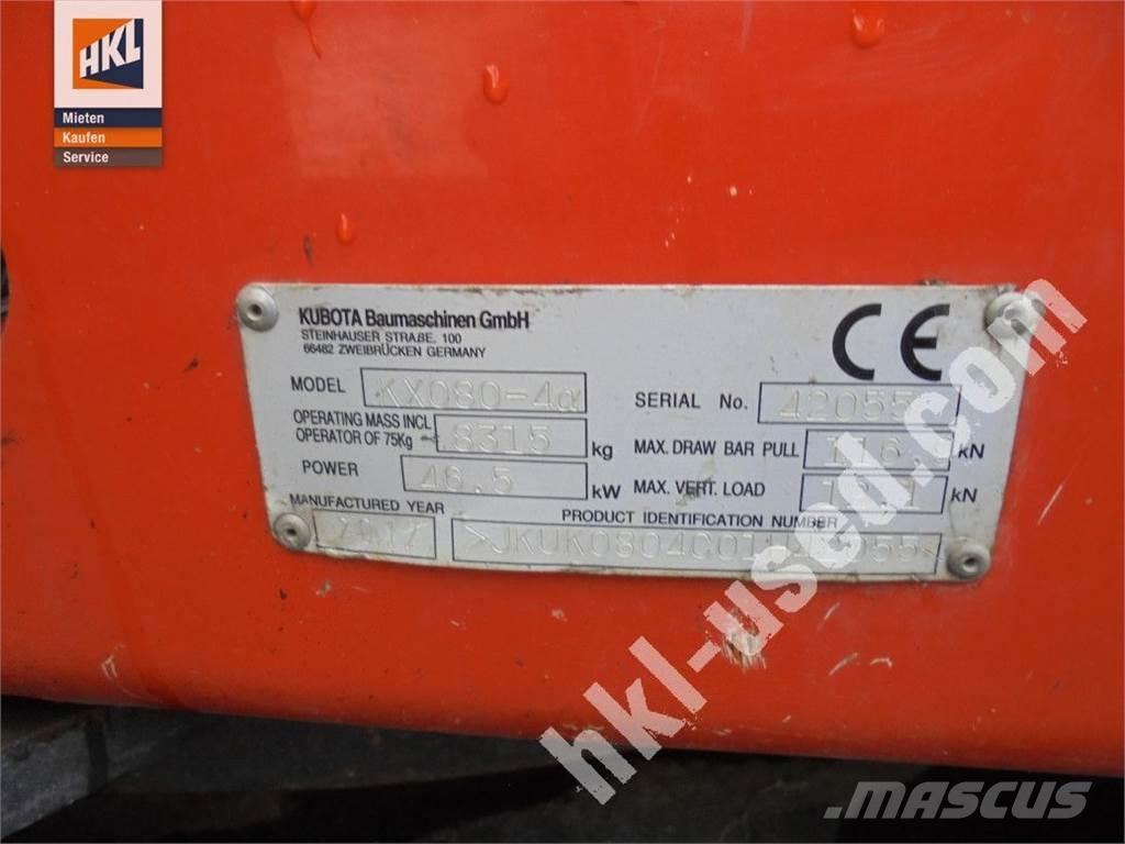 Kubota KX 080-4 小型挖土機/掘鑿機<7t(小型挖掘機)