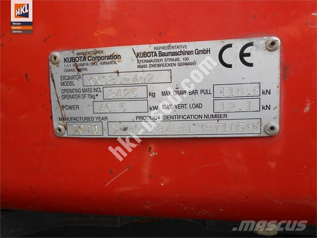 Kubota KX 080-4 小型挖土機/掘鑿機<7t(小型挖掘機)