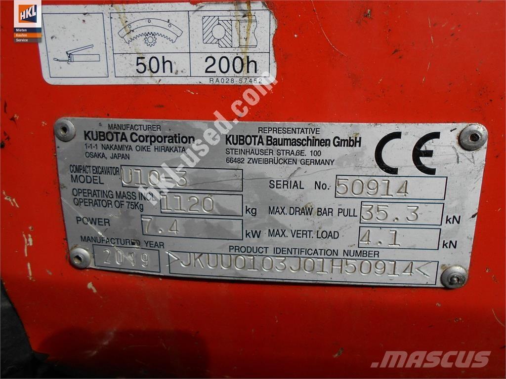 Kubota U 10-3 小型挖土機/掘鑿機<7t(小型挖掘機)