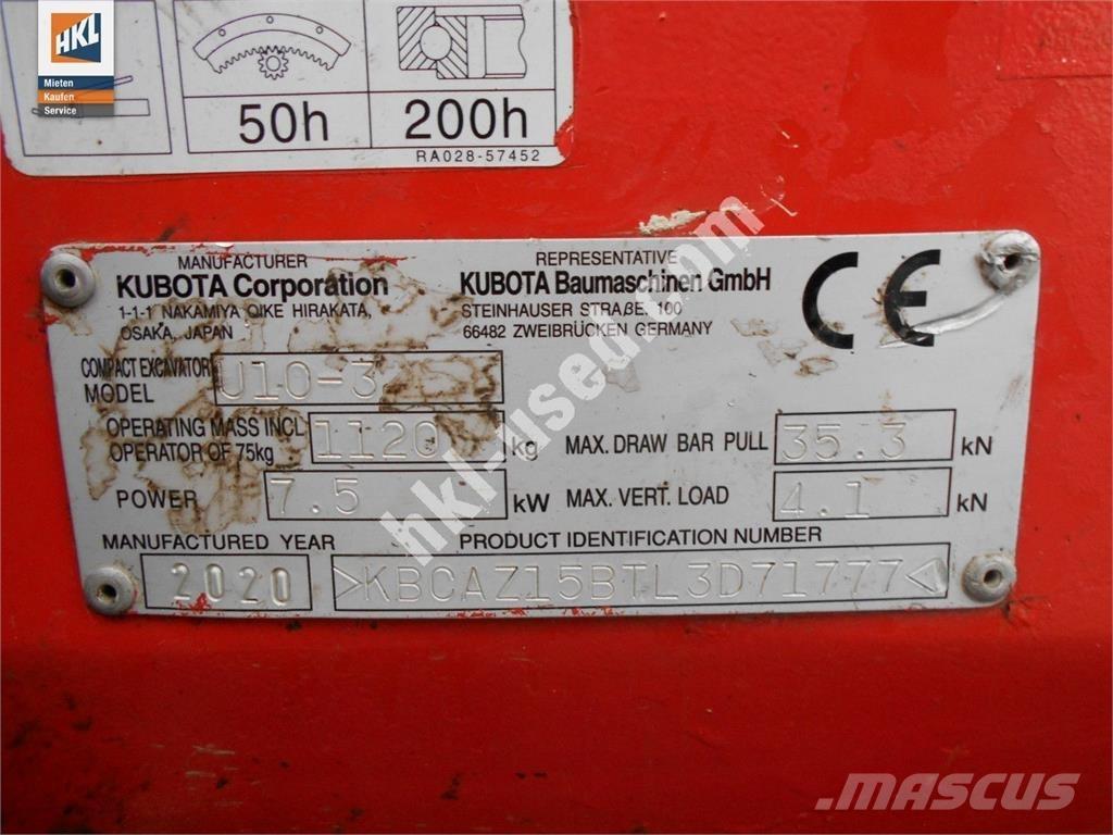 Kubota U 10-3 小型挖土機/掘鑿機<7t(小型挖掘機)