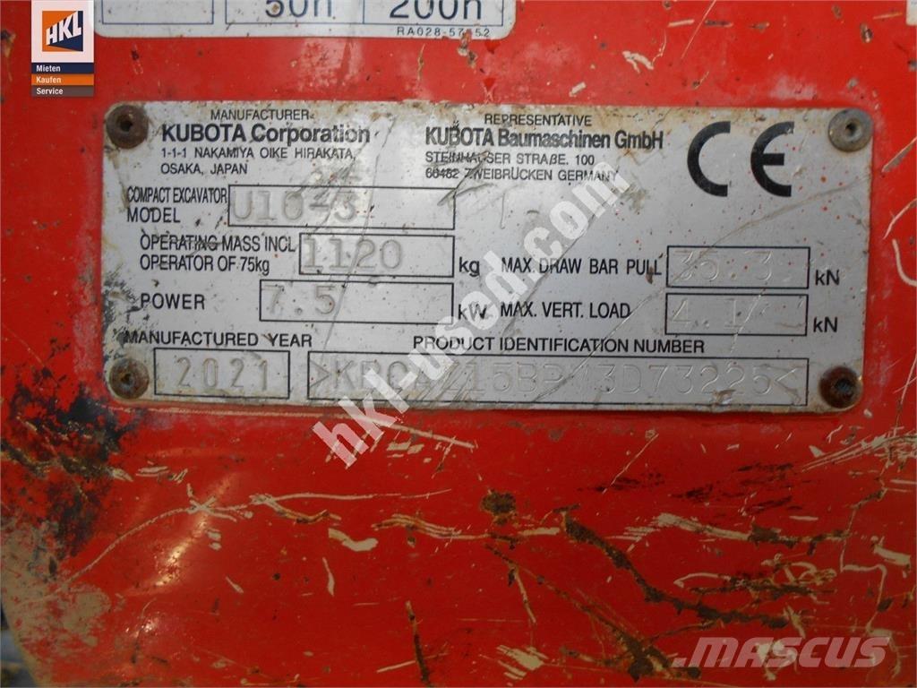 Kubota U 10-3 小型挖土機/掘鑿機<7t(小型挖掘機)