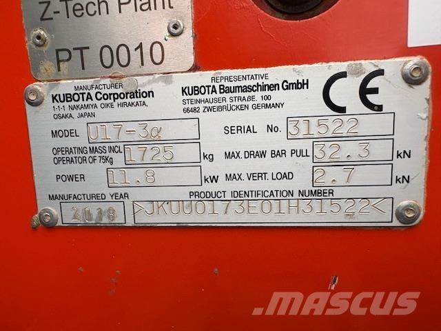 Kubota U17-3 中型挖土機/掘鑿機/挖掘機 7t-12t