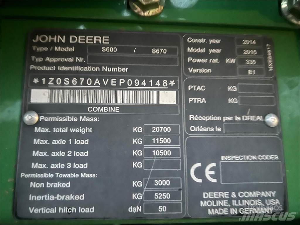 John Deere S670i 聯合收穫機