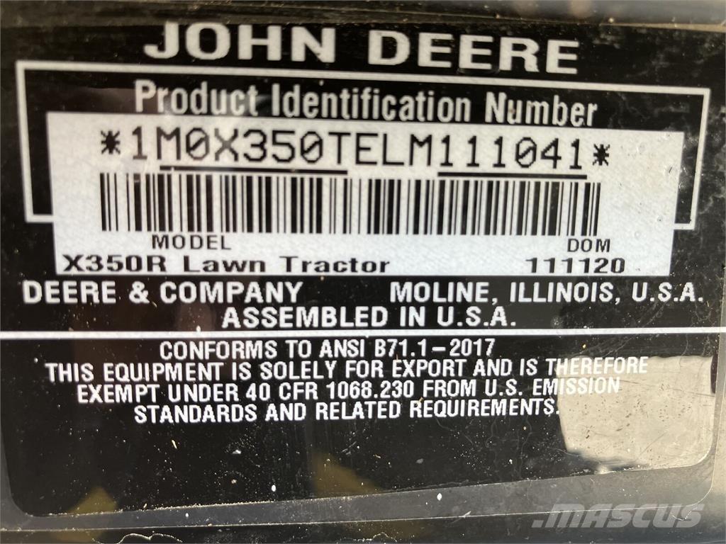 John Deere X 350R 其他地面照料機械
