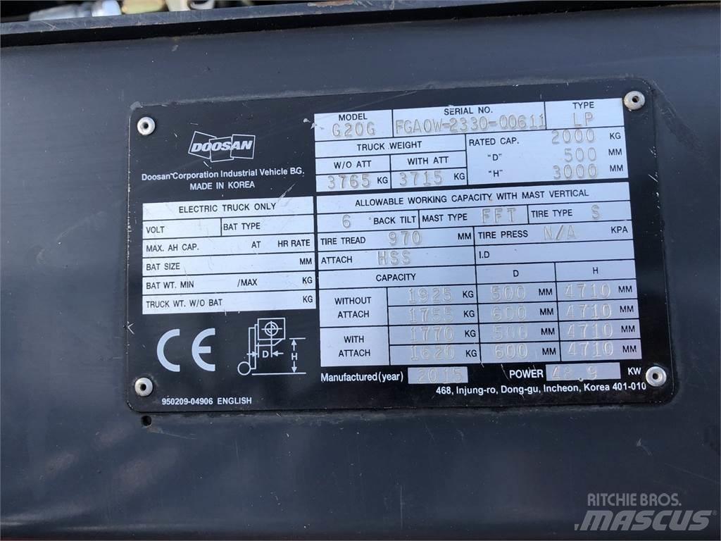 Doosan G20GX 堆高機(叉車)-其他