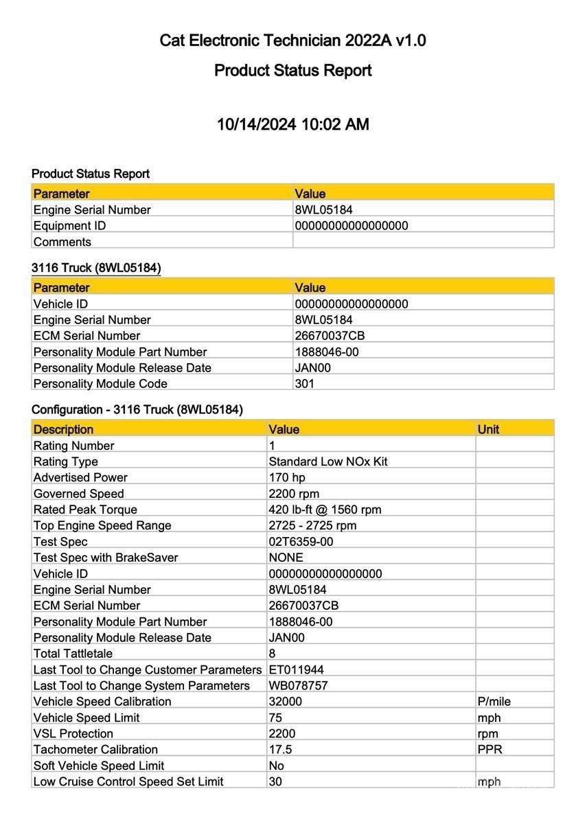 CAT 3116 電子設備