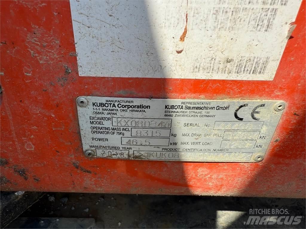Kubota KX080-4 中型挖土機/掘鑿機/挖掘機 7t-12t