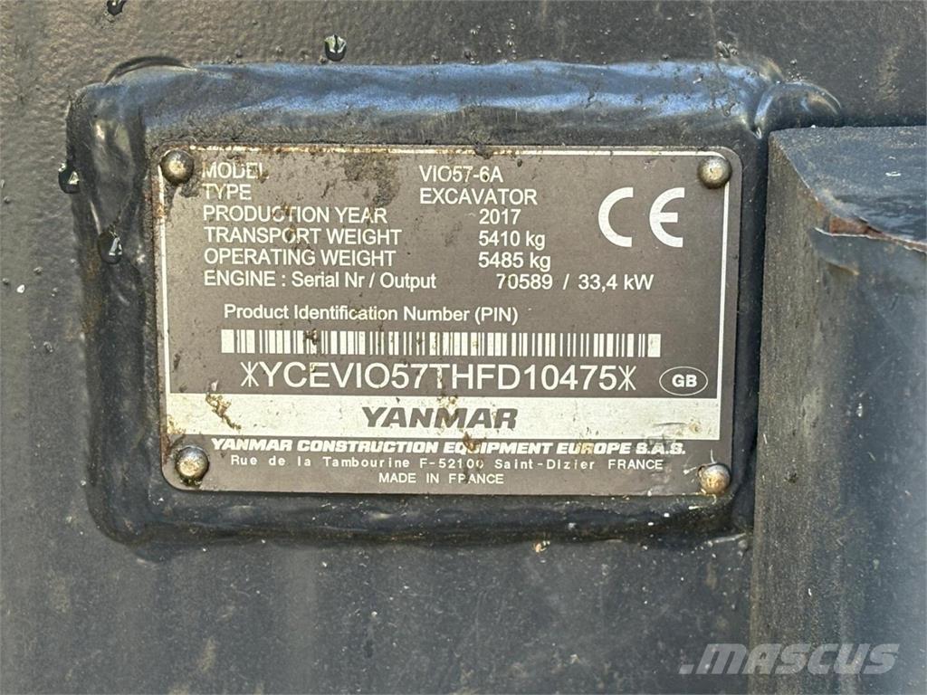 Yanmar VIO 57-6A 小型挖土機/掘鑿機<7t(小型挖掘機)