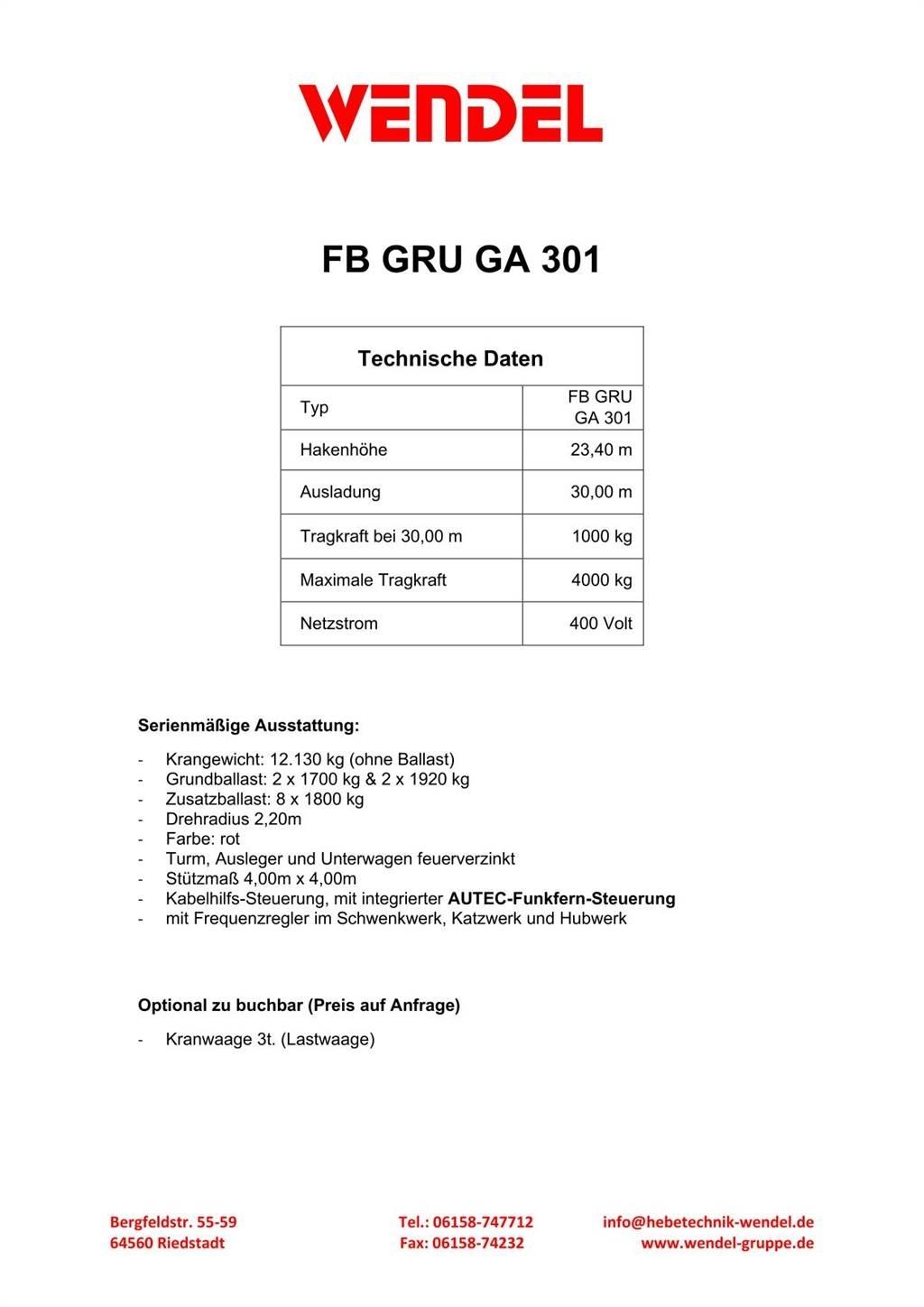 FB GRU GA 301 塔式起重機