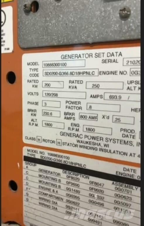 Generac SD200 柴油發電機