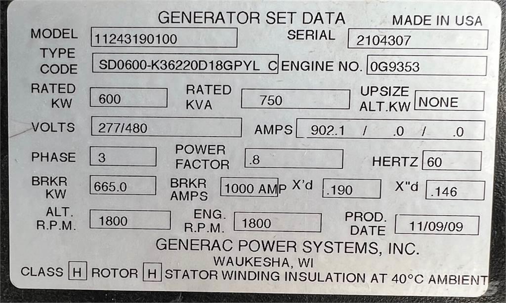 Generac SD600 柴油發電機