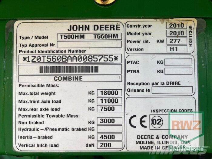 John Deere T560 聯合收穫機