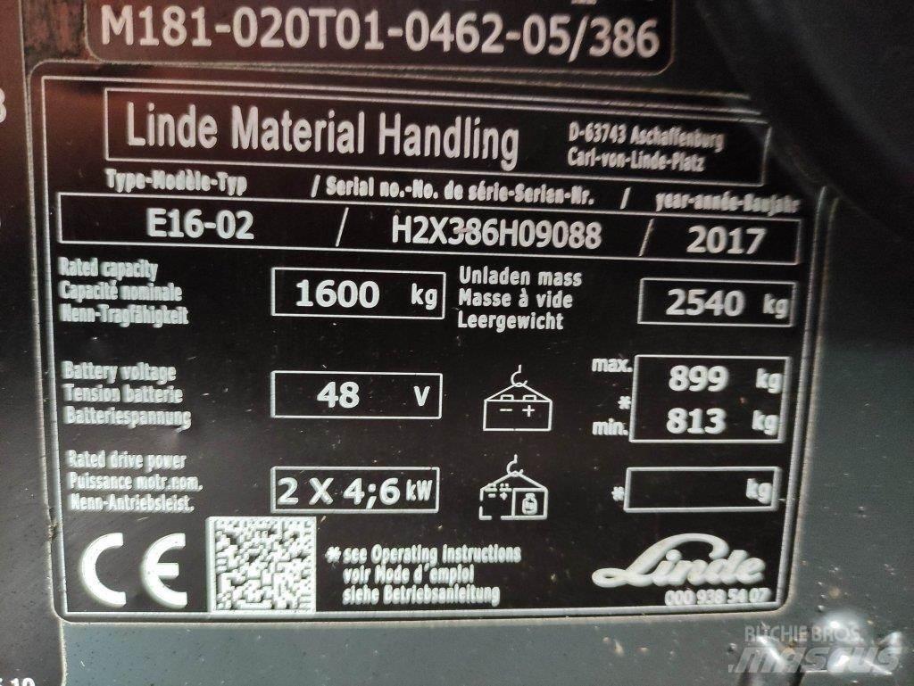 Linde E16-02-386 電動堆高機