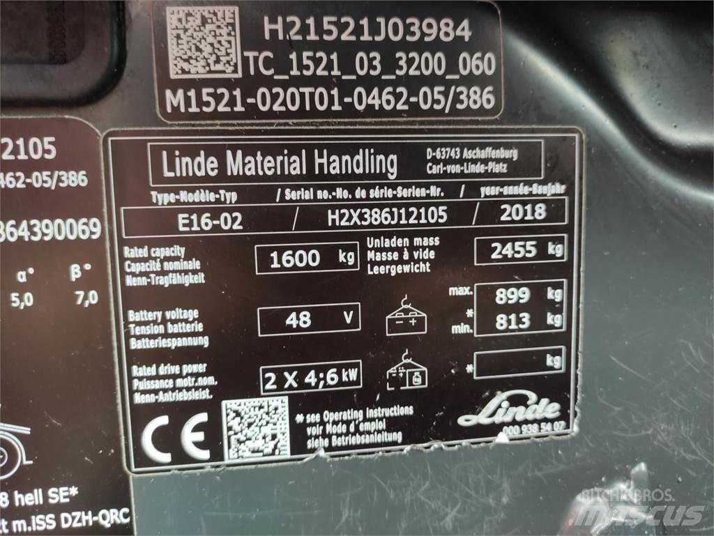 Linde E16-02-386-EVO 電動堆高機