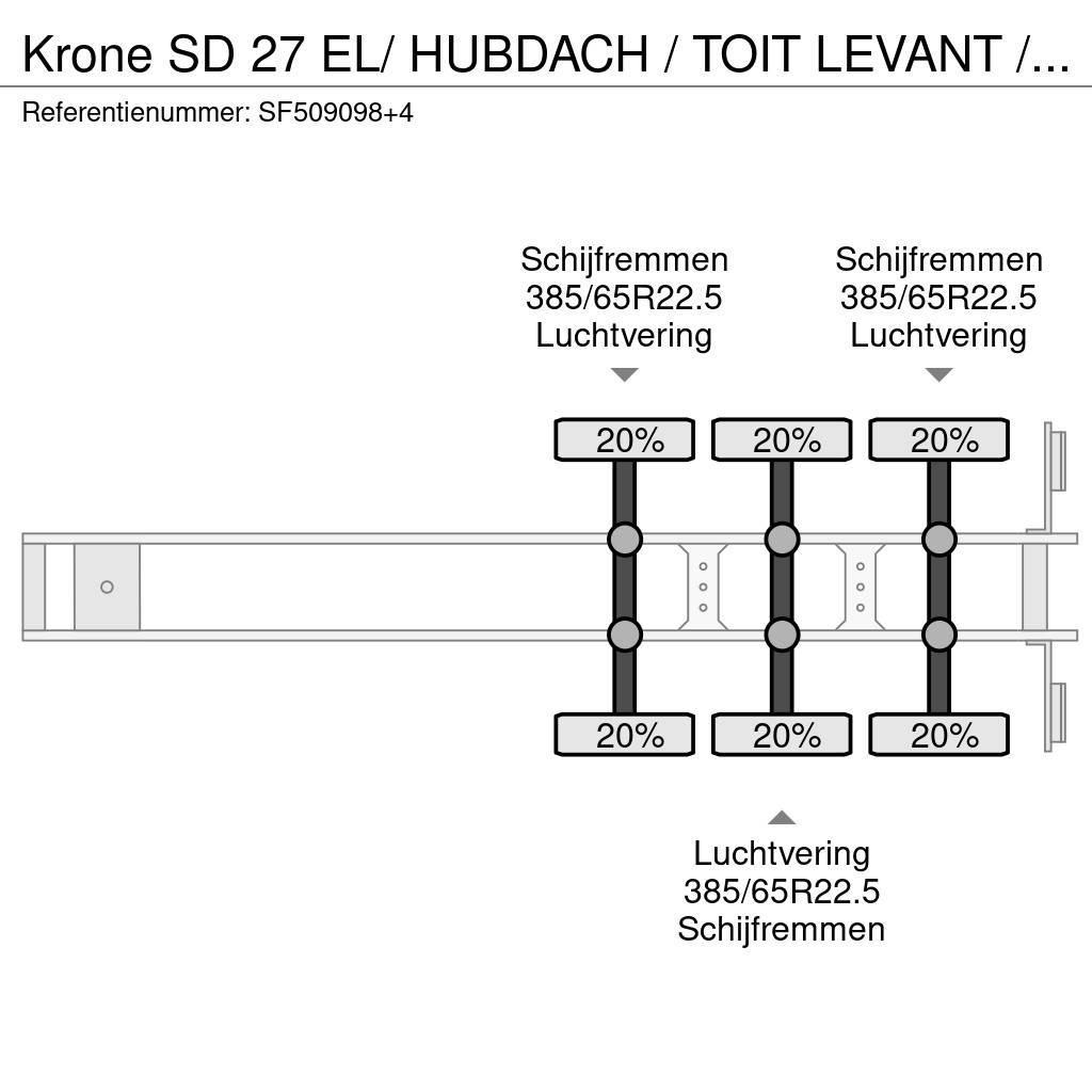 Krone SD 27 EL/ HUBDACH / TOIT LEVANT / HEFDAK / COIL / 篷布半拖車