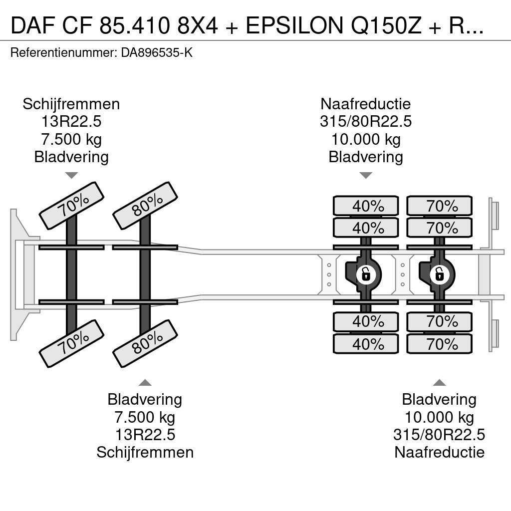 DAF CF 85.410 8X4 + EPSILON Q150Z + REMOTE - FULL STEE 全路面起重機/吊車