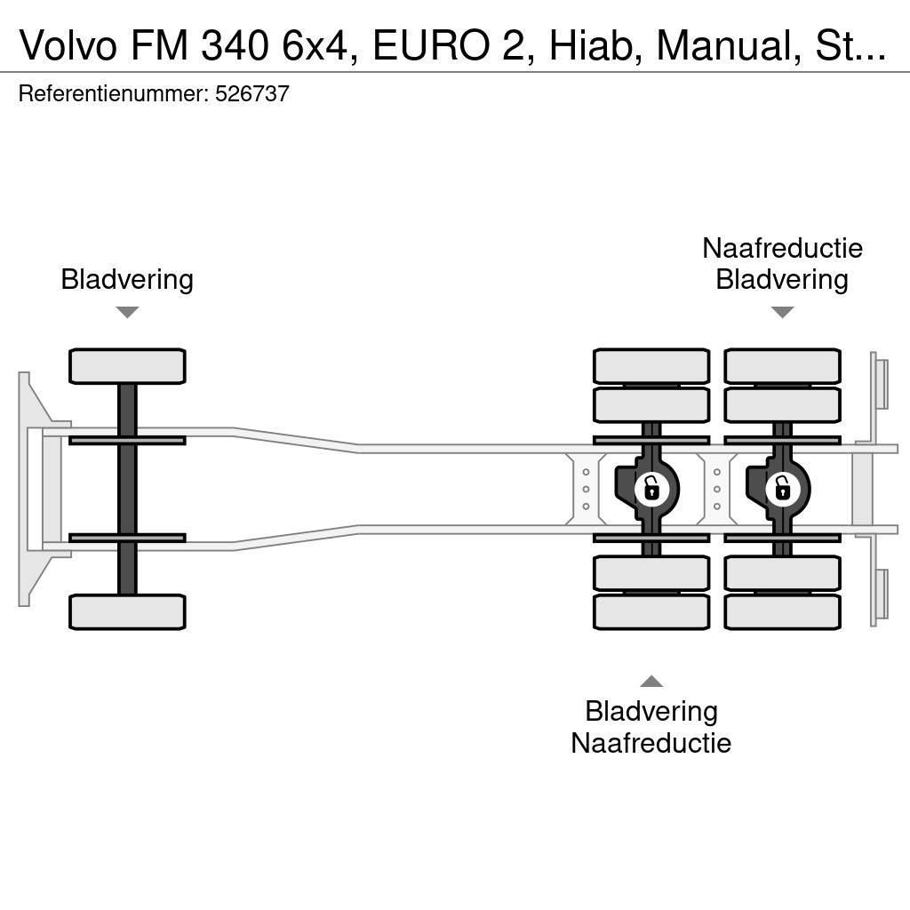 Volvo FM 340 6x4, EURO 2, Hiab, Manual, Steel Suspension 傾卸式卡車