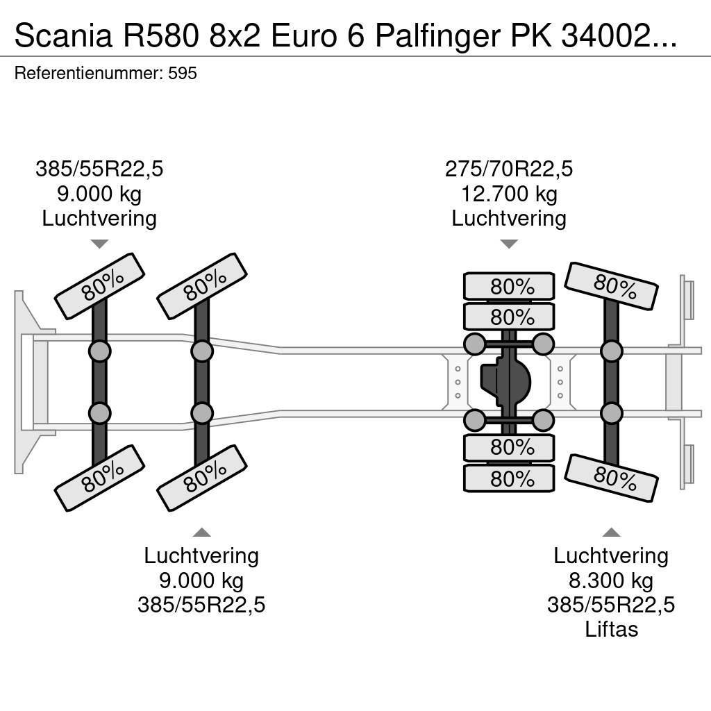 Scania R580 8x2 Euro 6 Palfinger PK 34002-SHF 7 x Hydr. W 全路面起重機/吊車